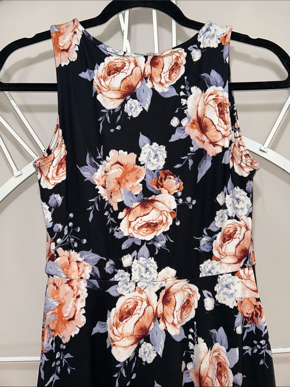NWT Agnes & Dora Fit and Flare Mini Dress with Peach and Cream Roses - Picture 7 of 8